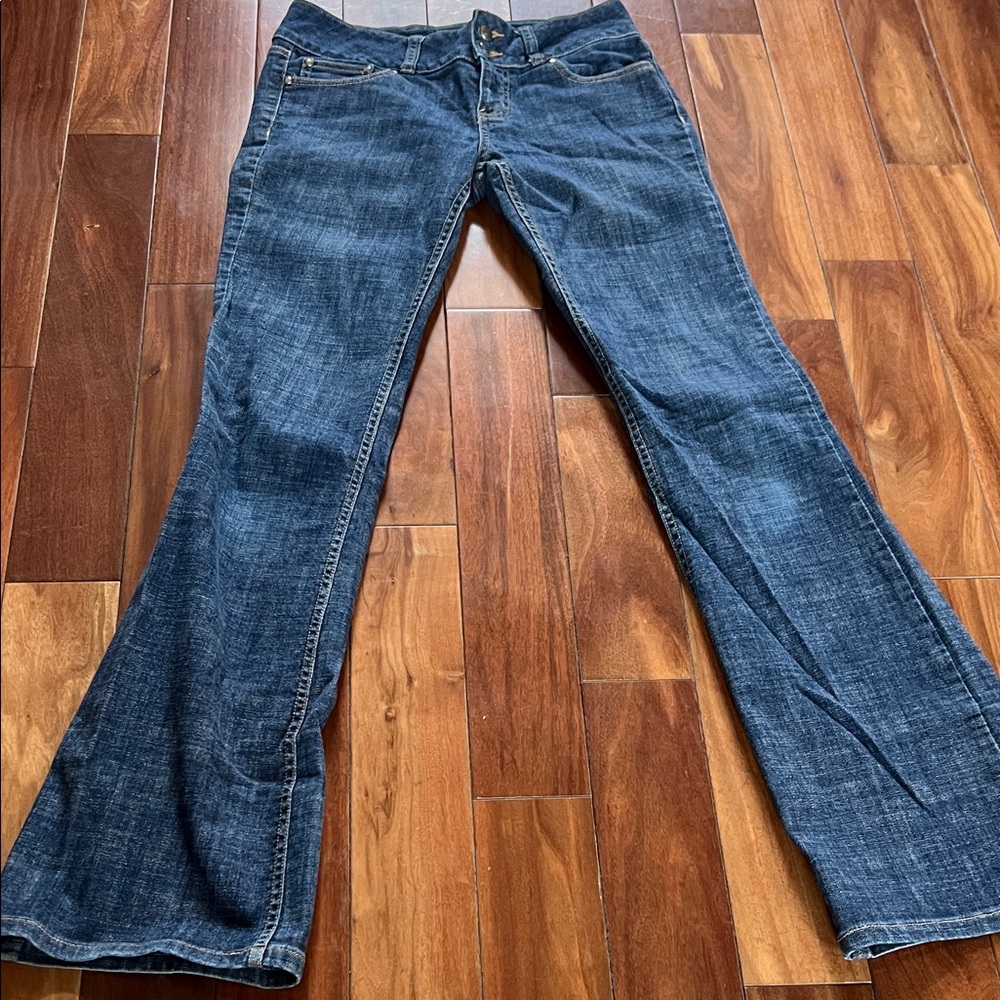 LONDONJEAN Women's Dark Blue Flared Wide Leg Jeans